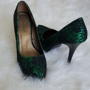 5 inch Emerald green lace high heels
